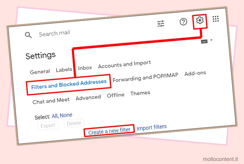 Come creare una regola in Gmail per spostare automaticamente le email