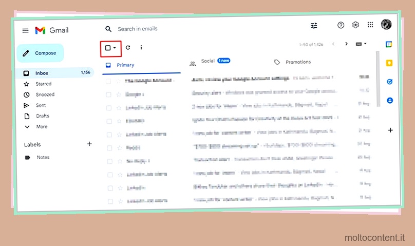 Come selezionare tutte le email in Gmail
